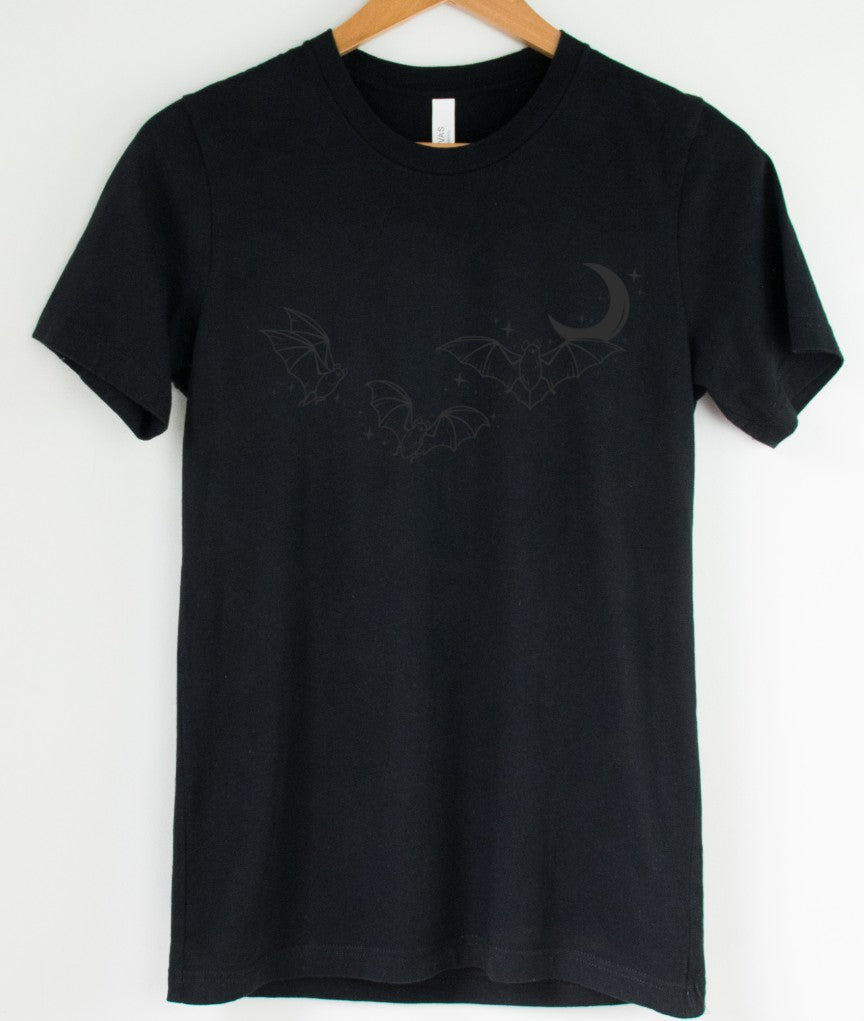Black on Black - Batty Moon - Available in T-Shirt, Pullover, Hoodie, Tank or Long Sleeve