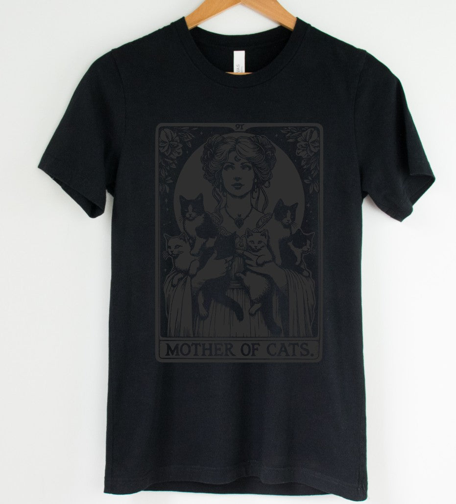 Black on Black - Mother of Cats Tarot - Available in T-Shirt, Pullover, Hoodie, Tank or Long Sleeve