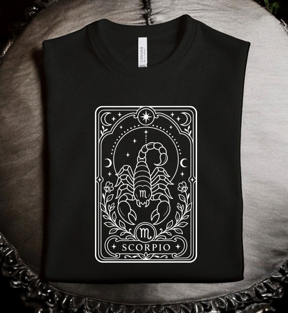 Scorpio Tarot - Available in T-Shirt, Pullover, Hoodie, Tank, Cropped t-shirt or Long Sleeve