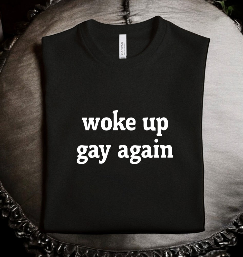 woke up gay again - Available in T-Shirt, Pullover, Hoodie, Tank or Long Sleeve