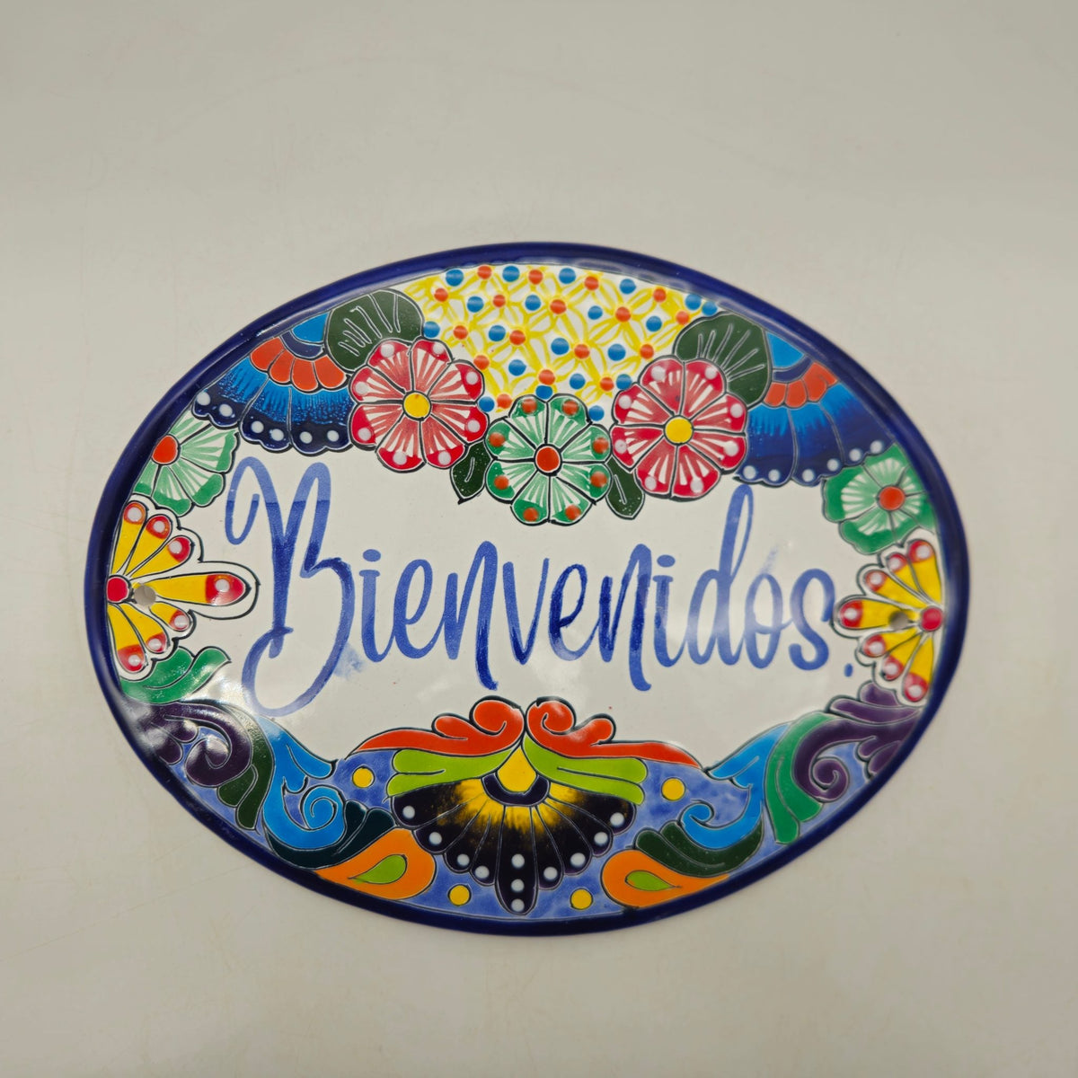 Talavera Bienvenidos Plaque | Hand-Painted Mexican Welcome Sign