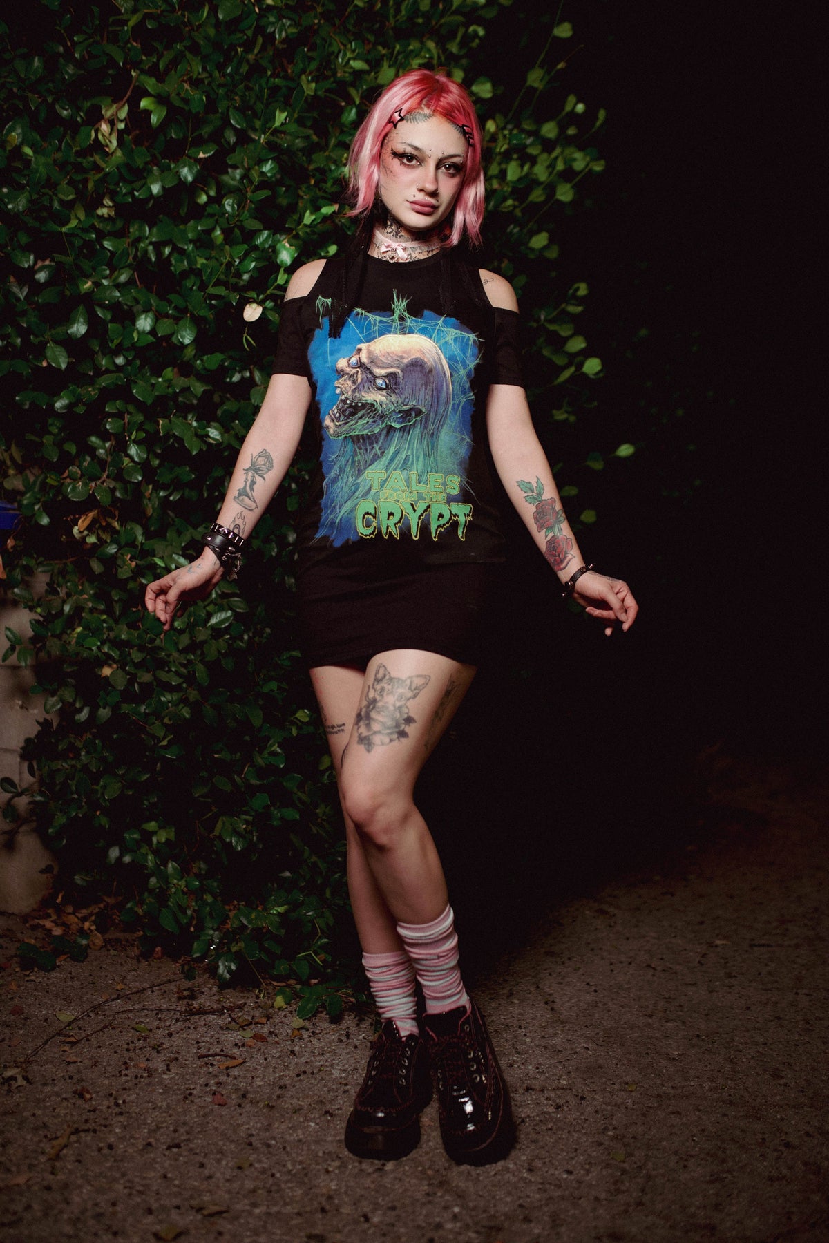 Tales from the Crypt Shoulder-Cut Dress