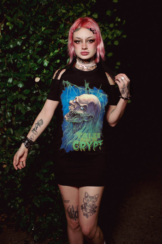 Tales from the Crypt Shoulder-Cut Dress