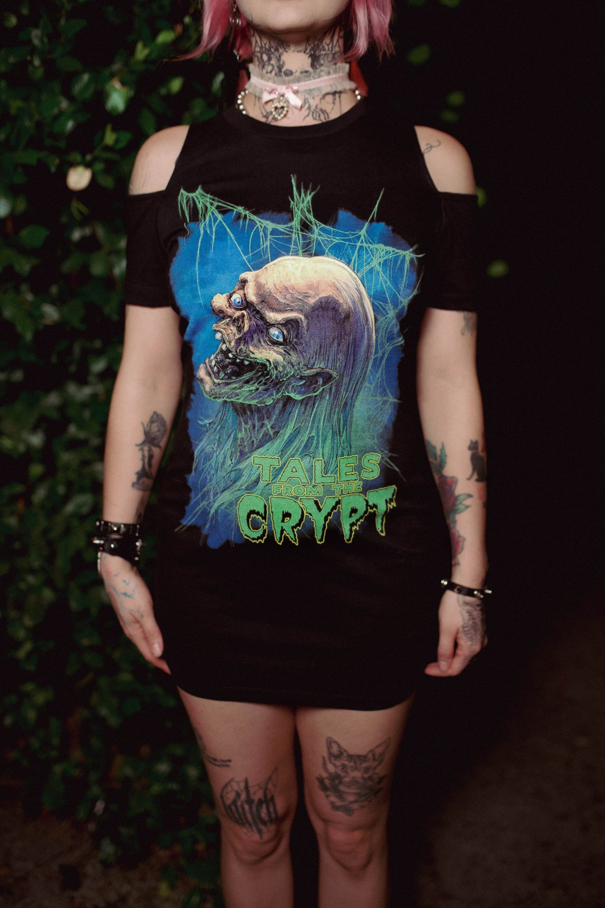 Tales from the Crypt Shoulder-Cut Dress