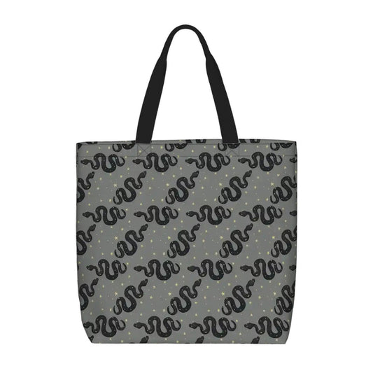 Printed Beach Bag / XL Tote Bag - celestial snakes