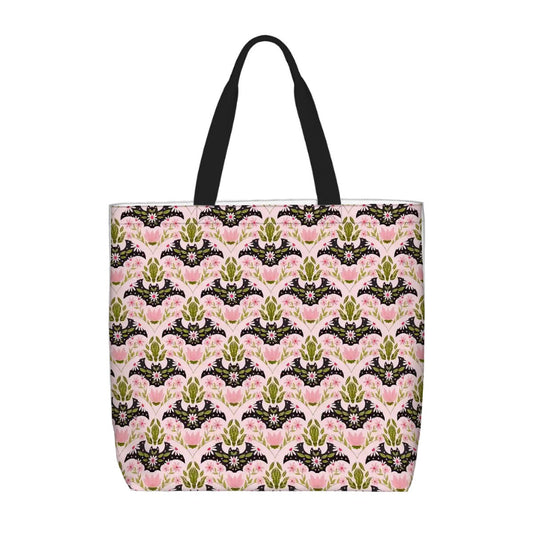 Printed Beach Bag / XL Tote Bag - floral bat damask