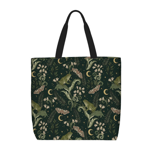 Printed Beach Bag / XL Tote Bag - Floral Frog