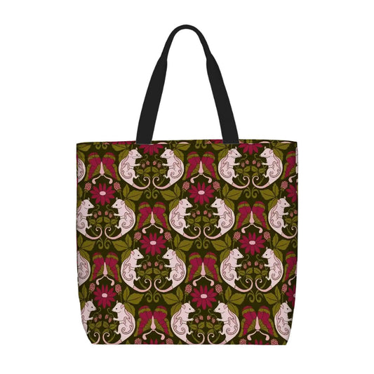 Printed Beach Bag / XL Tote Bag - floral possum