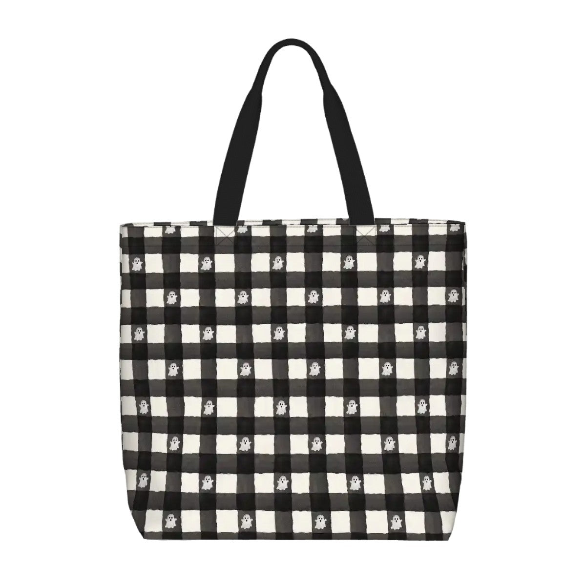 Printed Beach Bag / XL Tote Bag - Ghost gingham