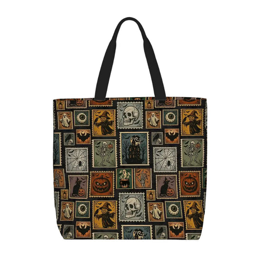 Printed Beach Bag / XL Tote Bag - Halloween stamps