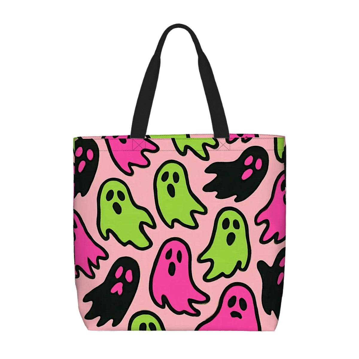 Printed Beach Bag / XL Tote Bag - neon ghosts