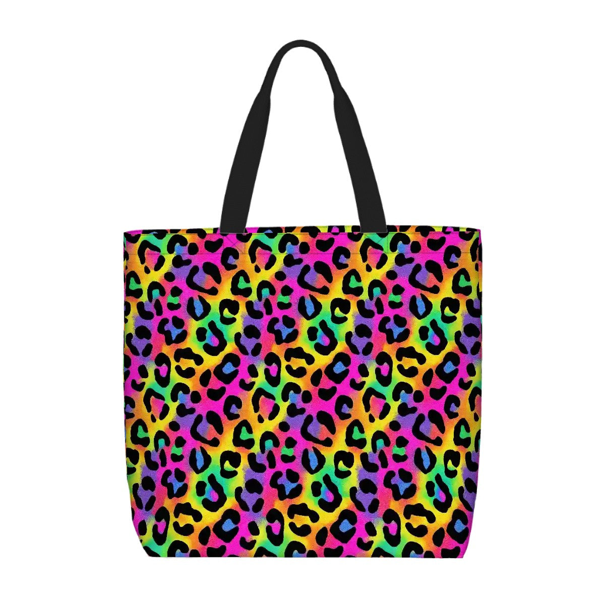 Printed Beach Bag / XL Tote Bag - neon leopard