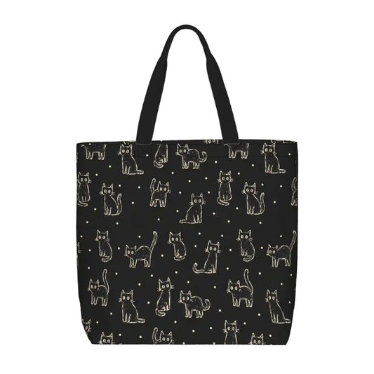 Printed Beach Bag / XL Tote Bag - Sketchy Cats