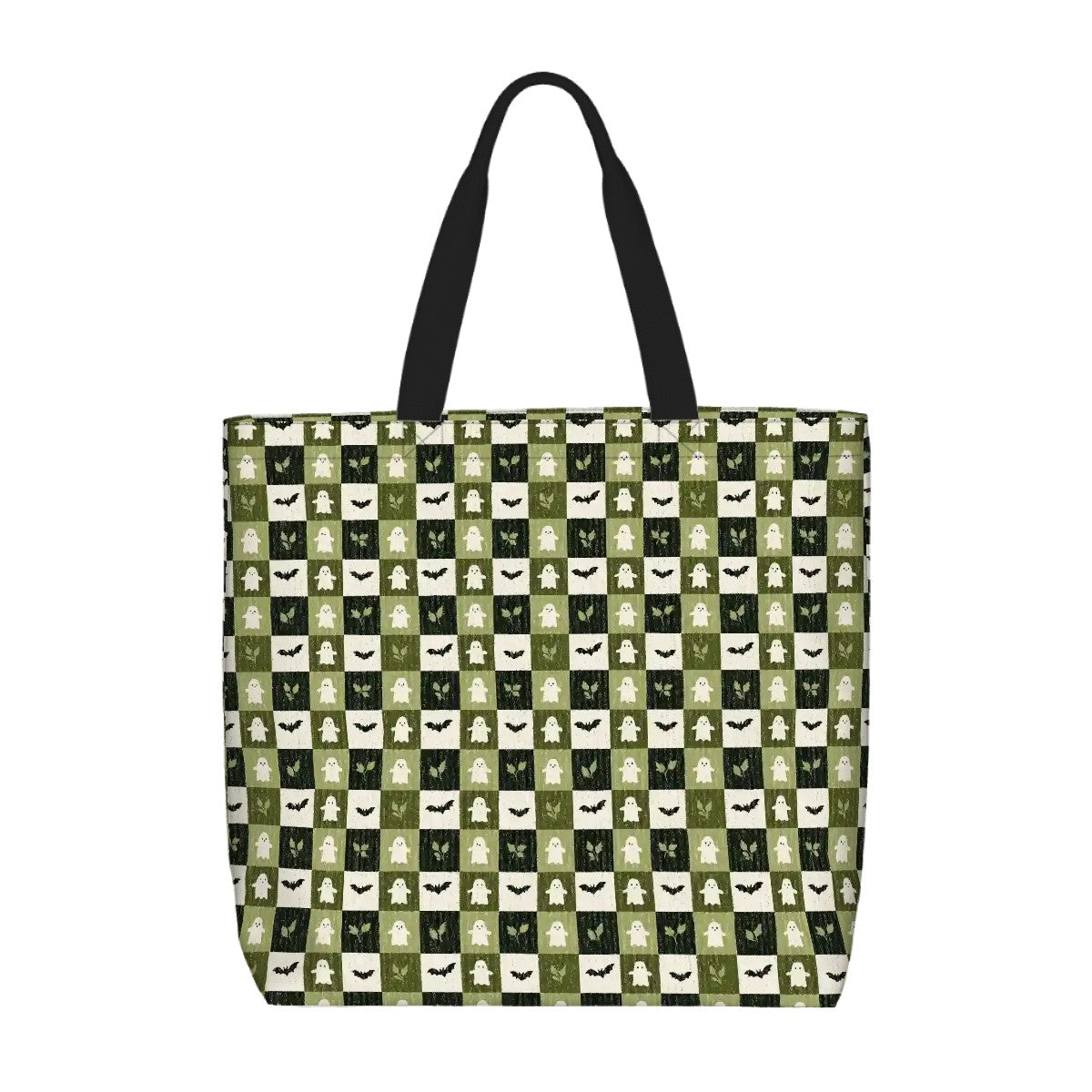 Printed Beach Bag / XL Tote Bag - spooky checkerboard
