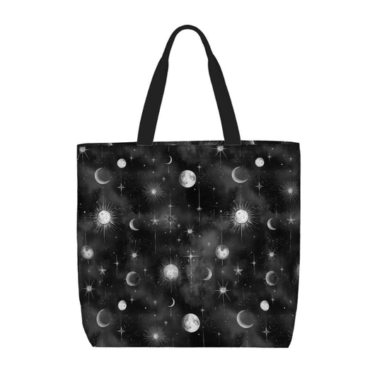 Printed Beach Bag / XL Tote Bag - Sun and Moons