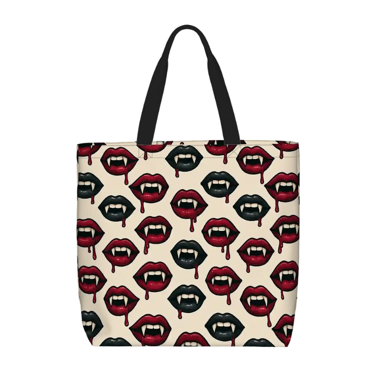Printed Beach Bag / XL Tote Bag - vampy lips