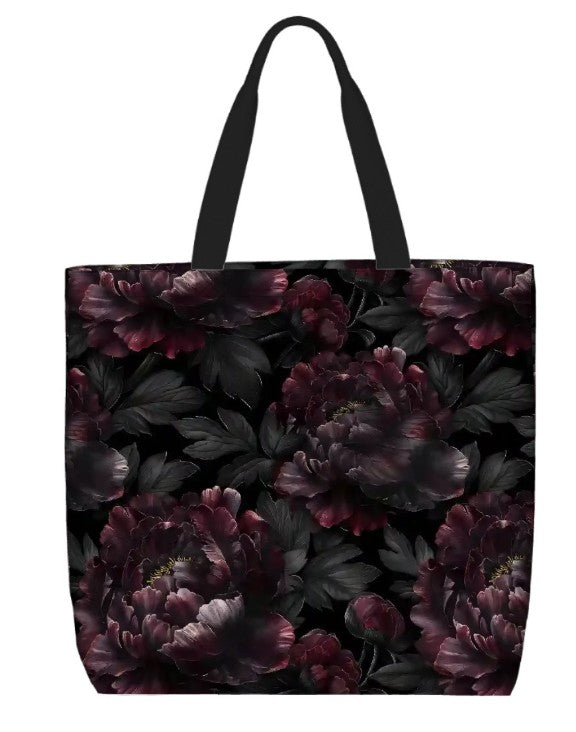 Printed Beach Bag / XL Tote Bag - Gothic Peony