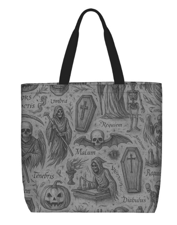 Printed Beach Bag / XL Tote Bag - Memento Mori