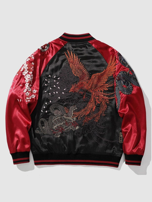 Traditional Sukajan Jacket Phoenix Pattern 'Tori' - Sublimation Jacket ( Recreated Edition )