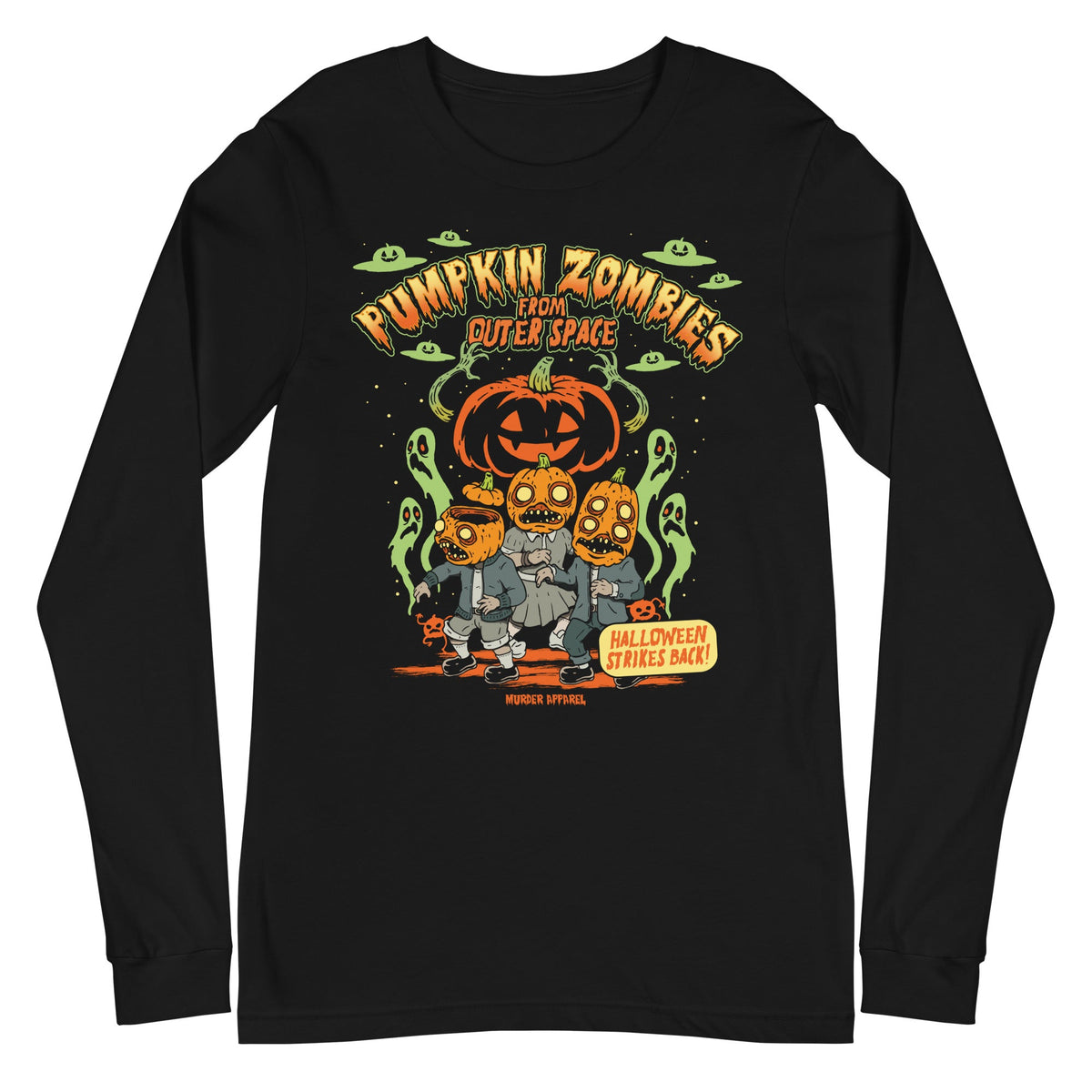 Pumpkin Space Zombies Long Sleeve Shirt
