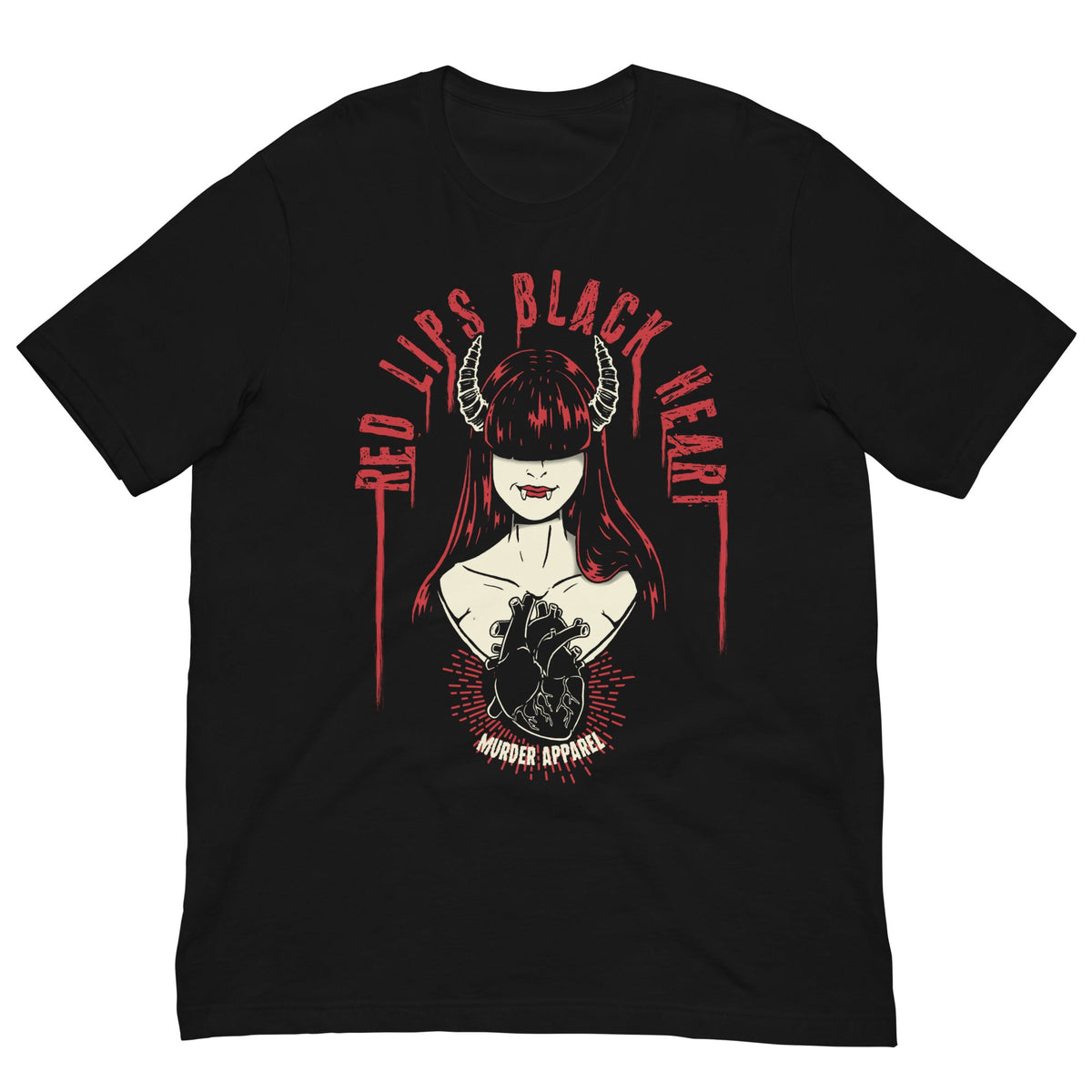 Red Lips Black Heart T-Shirt