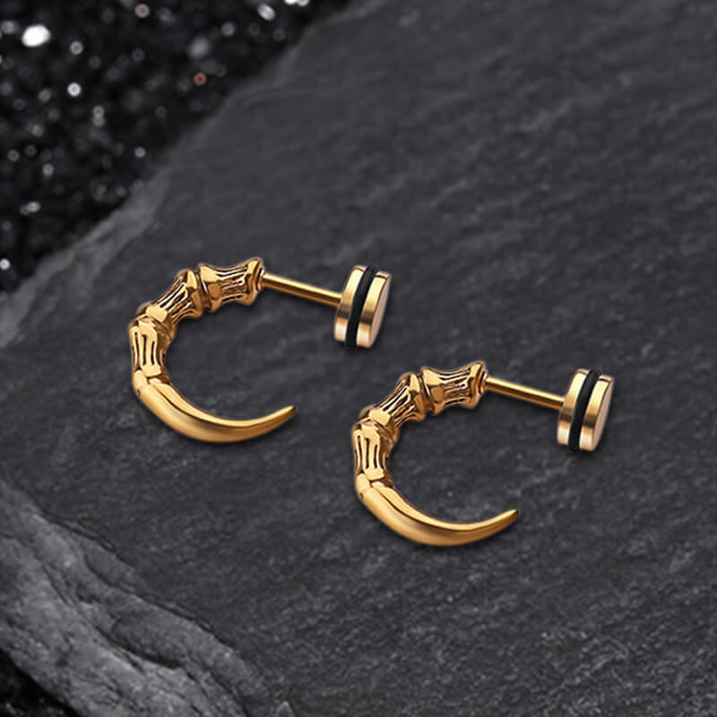 Vintage Eagle Claw Stainless Steel Earrings