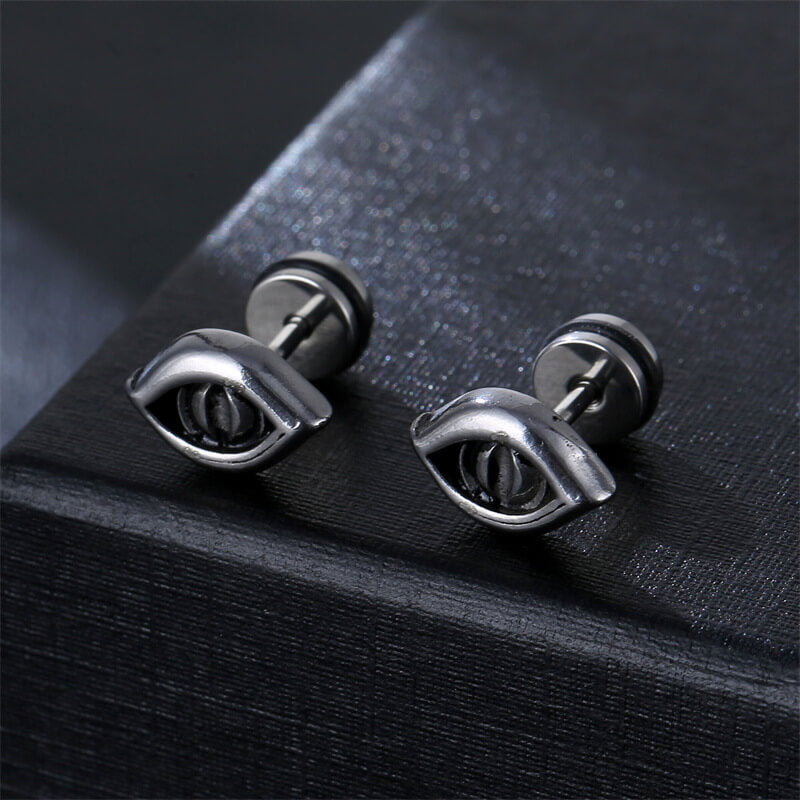 Vintage Gothic Demon Eye Stainless Steel Earrings