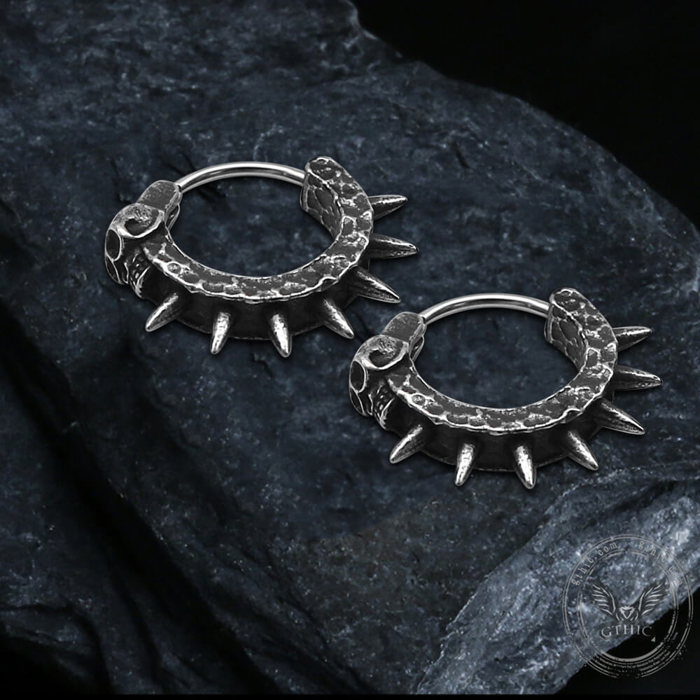 Vintage Skull and Thorns Stainless Steel Earrings