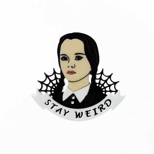 Wednesday Addams Stay Weird Brooch by Cherryloco