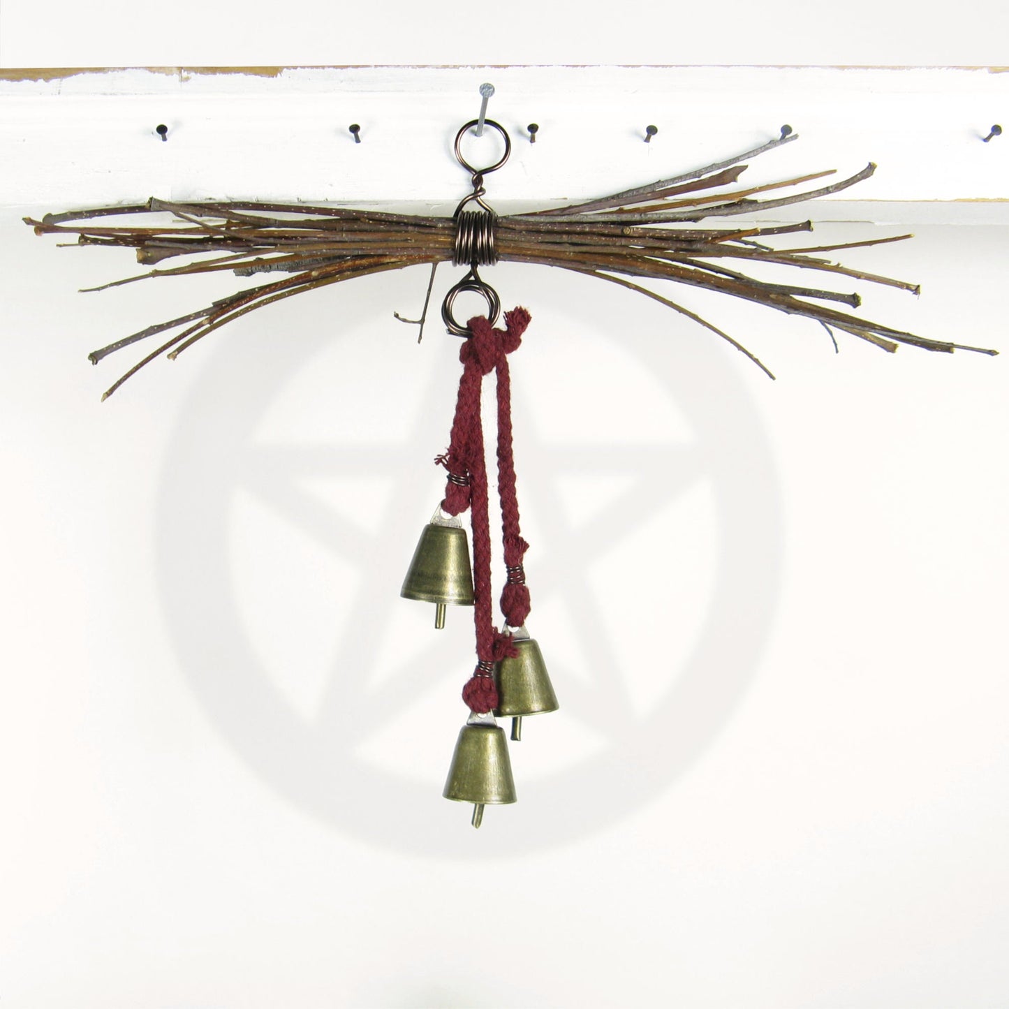 Witch's Bell: Rustic Sheaf of Twigs & Red Twine - Handcrafted