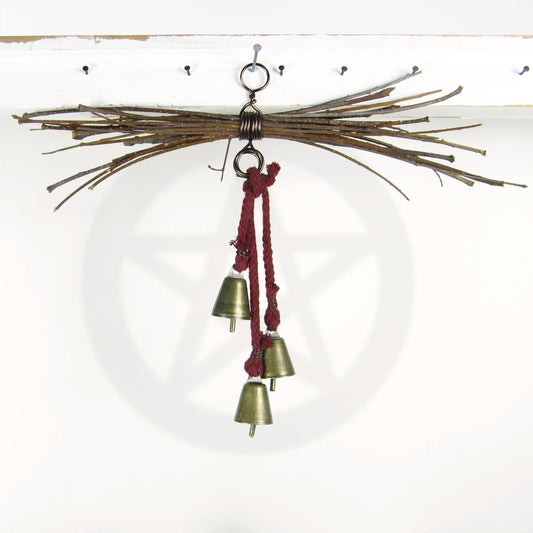 Witch's Bell: Rustic Sheaf of Twigs & Red Twine - Handcrafted