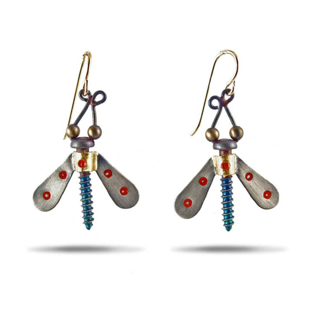 Winged Nut Earrings by Chickenscratch