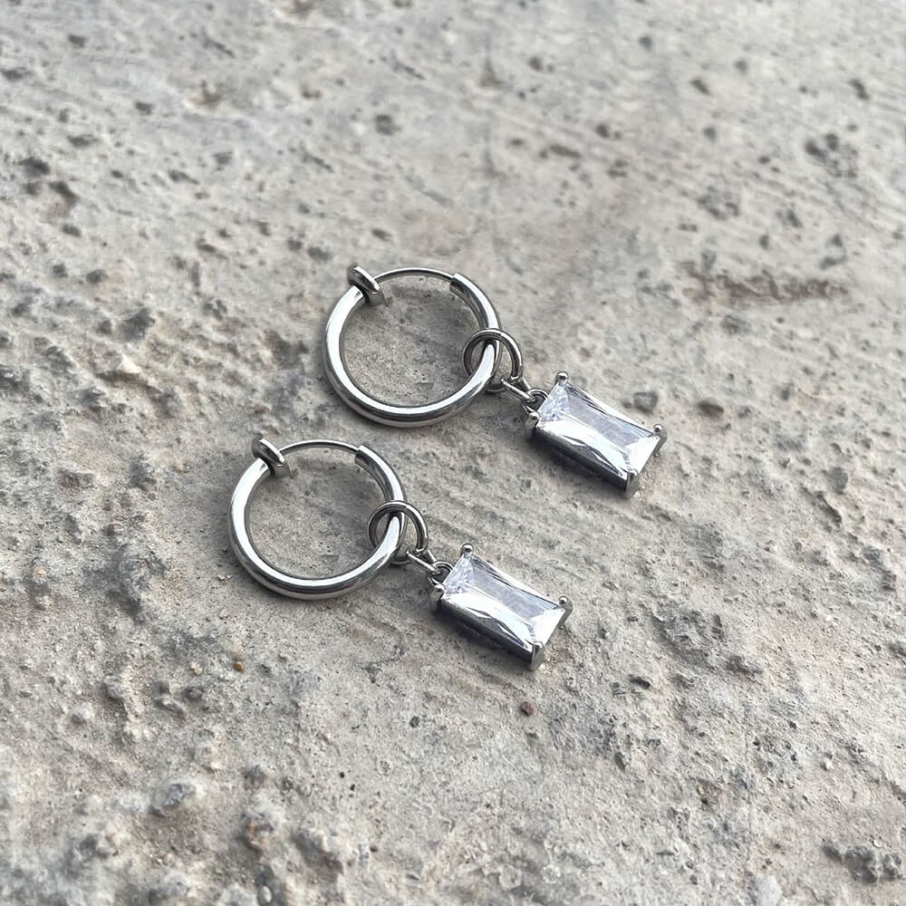 Zircon Cross Stainless Steel Drop Earrings