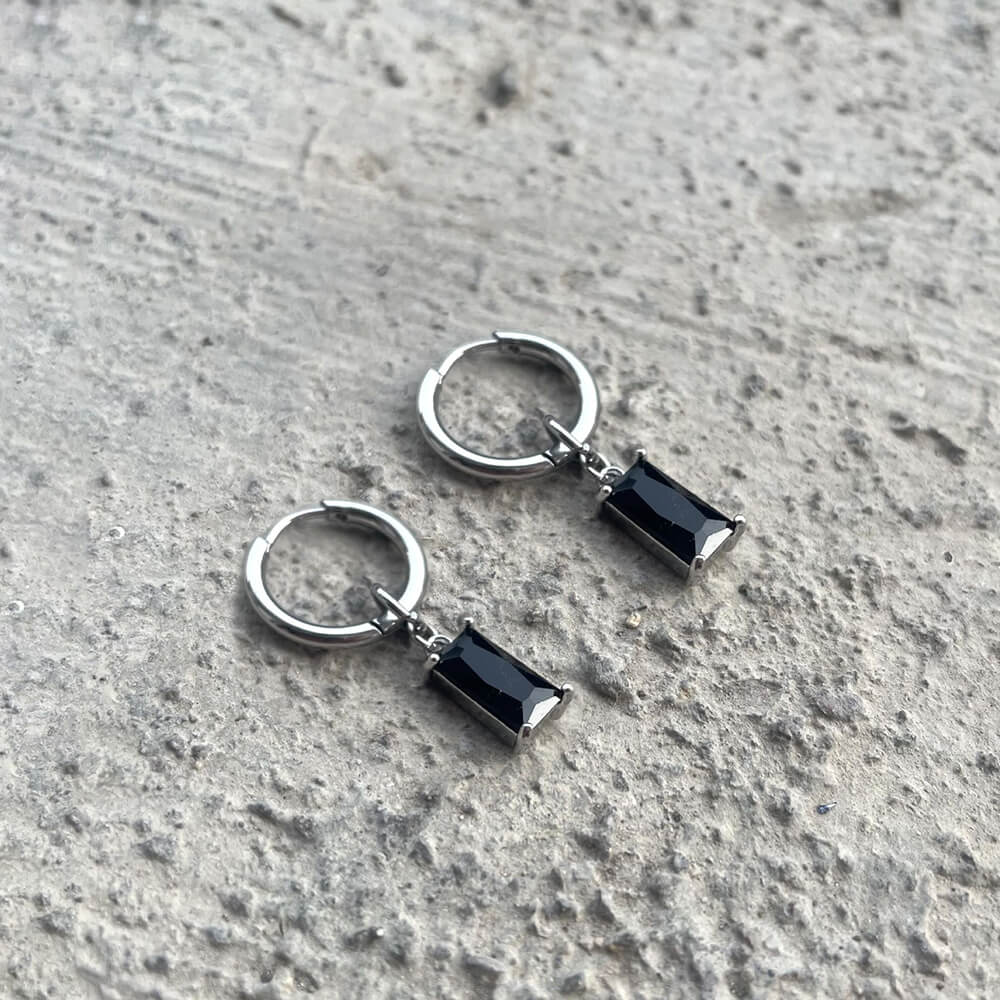 Zircon Cross Stainless Steel Drop Earrings