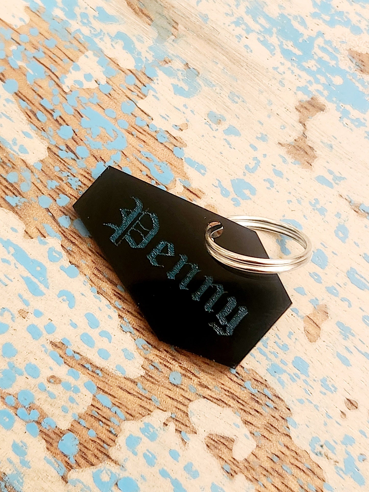 Sideways Coffin Acrylic Pet Tag ID More Colors